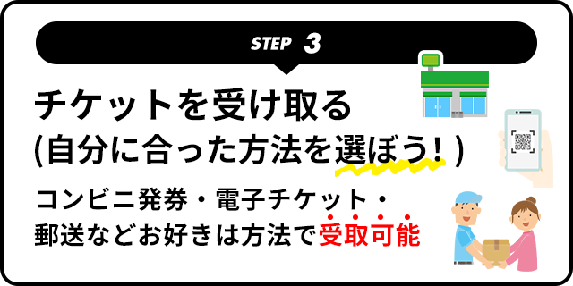 チケットを受け取る自分に合った方法を選ぼう！